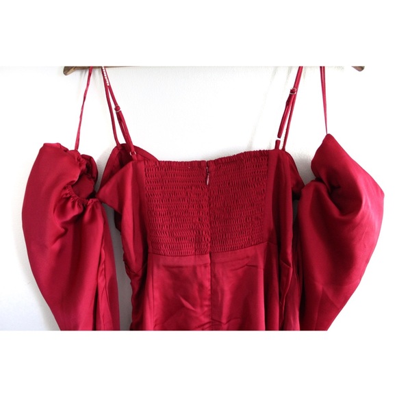 ASTR THE LABEL Fuschia NWT Claudina Womens Rouched Embellished Midi Dress Small - Picture 9 of 10